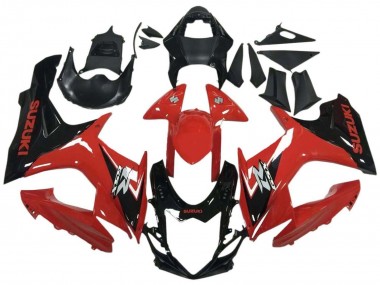 Erschwingliche Suzuki GSXR 600 / GSXR 750 Motorrad Verkleidung 2011-2024 - Rot Glanzendes Schwarz