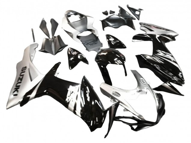 Erschwingliche Suzuki GSXR 600 / GSXR 750 Motorrad Verkleidung 2011-2024 - Glanzendes Schwarz Silber