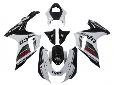 Erschwingliche Suzuki GSXR 600 / GSXR 750 Motorrad Verkleidung 2011-2024 - Weiss Schwarz Tyco Leuchtfeuer