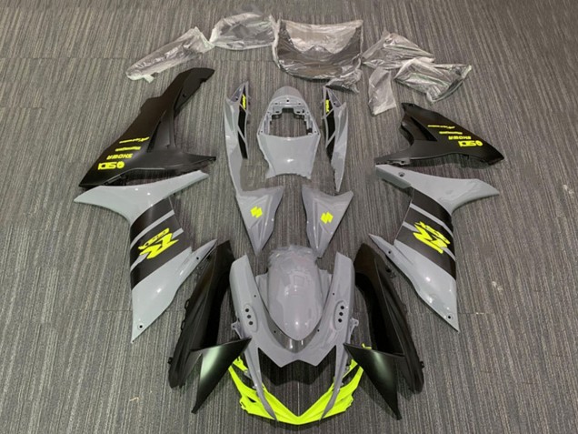 Erschwingliche Suzuki GSXR 600 / GSXR 750 Motorrad Verkleidung 2011-2024 - Nardo Grau Neon Gelb Schwarz