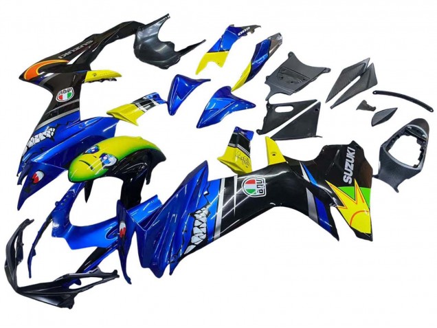 Erschwingliche Suzuki GSXR 600 / GSXR 750 Motorrad Verkleidung 2011-2024 - Blau Gelb