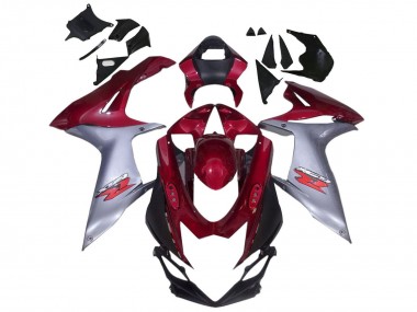 Erschwingliche Suzuki GSXR 600 / GSXR 750 Motorrad Verkleidung 2011-2024 - Rot Silber