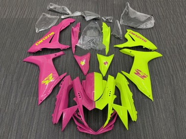 Erschwingliche Suzuki GSXR 600 / GSXR 750 Motorrad Verkleidung 2011-2024 - Rosa Gelb Geteiltes