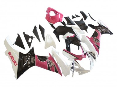 Erschwingliche Suzuki GSXR 600 / GSXR 750 Motorrad Verkleidung 2011-2024 - Weiss Rosa Schwarz Corona