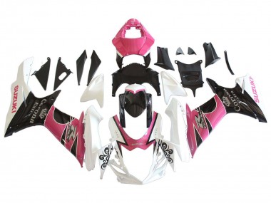 Erschwingliche Suzuki GSXR 600 / GSXR 750 Motorrad Verkleidung 2011-2024 - Weiss Rosa Schwarz Corona