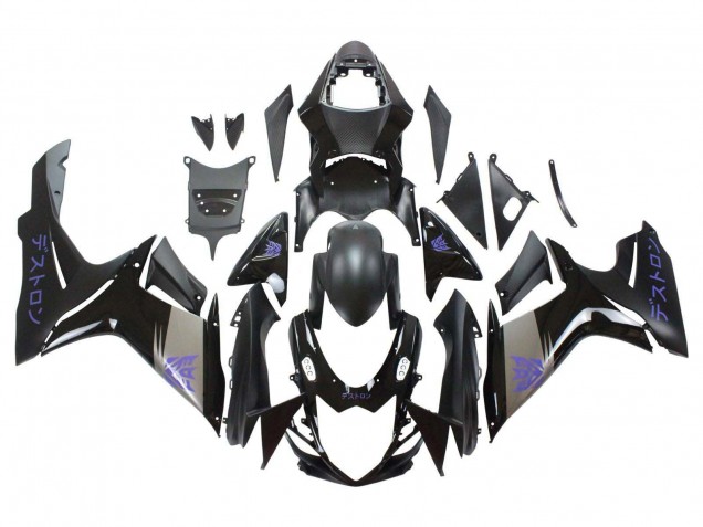 Erschwingliche Suzuki GSXR 600 / GSXR 750 Motorrad Verkleidung 2011-2024 - Matt Schwarz Grau Lila