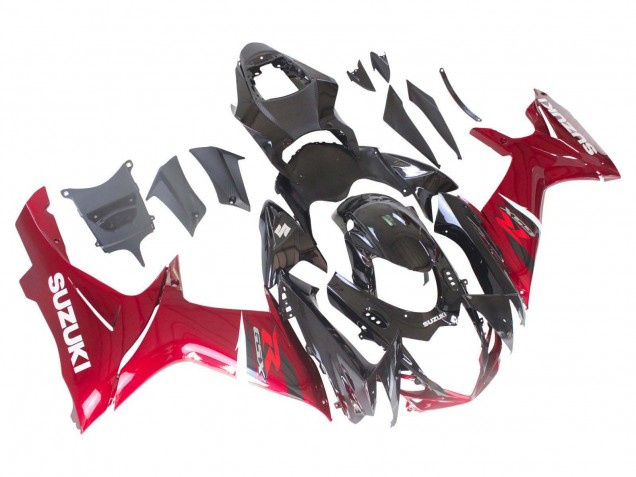 Erschwingliche Suzuki GSXR 600 / GSXR 750 Motorrad Verkleidung 2011-2024 - Rot Glanzendes Schwarz