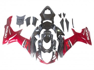 Erschwingliche Suzuki GSXR 600 / GSXR 750 Motorrad Verkleidung 2011-2024 - Rot Glanzendes Schwarz