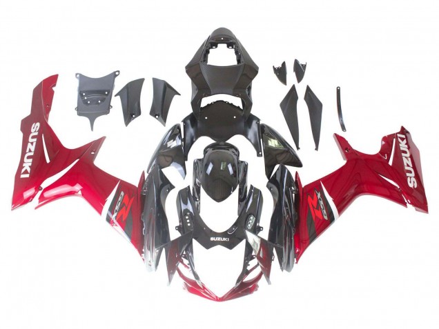 Erschwingliche Suzuki GSXR 600 / GSXR 750 Motorrad Verkleidung 2011-2024 - Rot Glanzendes Schwarz