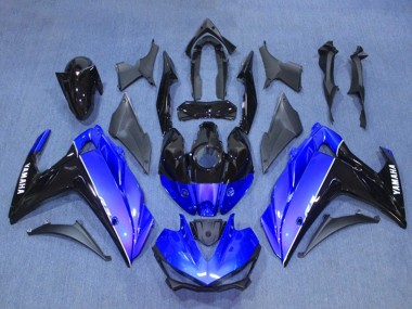 Erschwingliche Yamaha YZF R3/R25 Motorrad Verkleidung Kit 2015-2018 - Blau Glanzendes Schwarz
