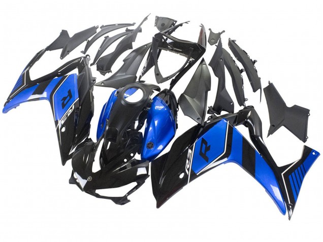 Erschwingliche Yamaha YZF R3/R25 Motorrad Verkleidung 2015-2018 - Blau Glanzendes Schwarz