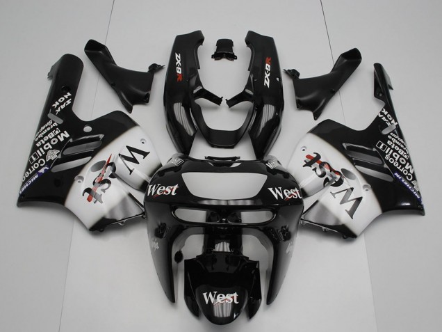 Erschwingliche Kawasaki ZX9R Motorrad Verkleidung 1994-1997 - Glanzendes Schwarz Weiss West