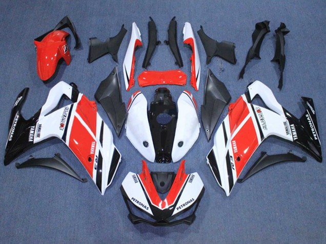Erschwingliche Yamaha YZF R3/R25 Motorrad Verkleidung 2015-2018 - Weiss Rot Schwarz Petronas Yamalube