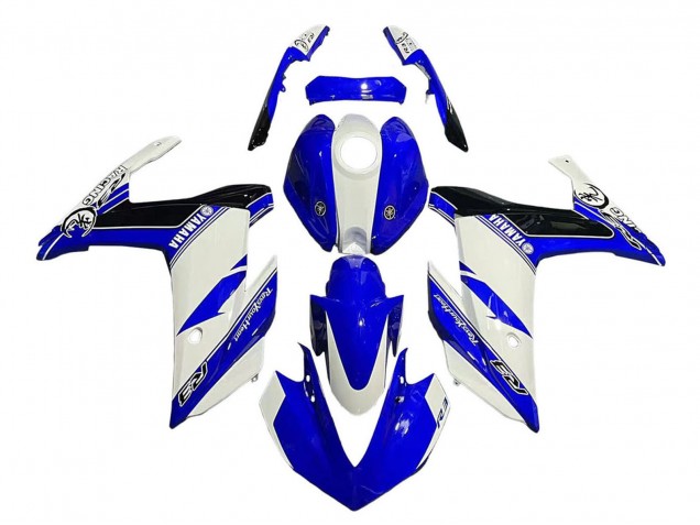 Erschwingliche Yamaha YZF R3/R25 Motorrad Verkleidung 2015-2018 - Weiss Blau Schwarz Rennen