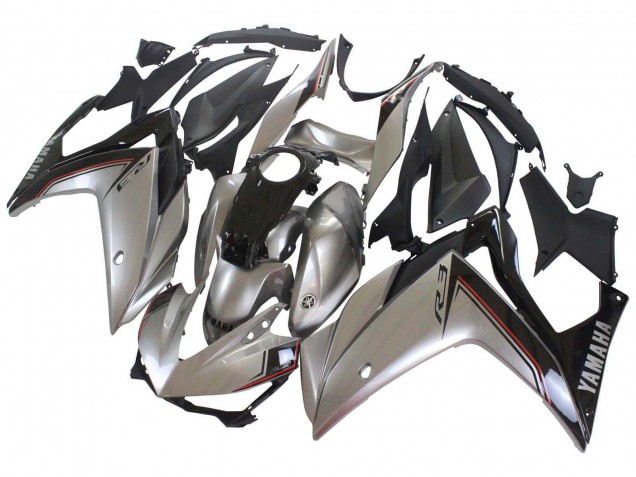 Erschwingliche Yamaha YZF R3/R25 Motorrad Verkleidung 2015-2018 - Silber Schwarz