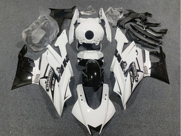 Erschwingliche Yamaha YZF R3/R25 Motorrad Verkleidung 2019-2021 - Weiss Glanzendes Schwarz