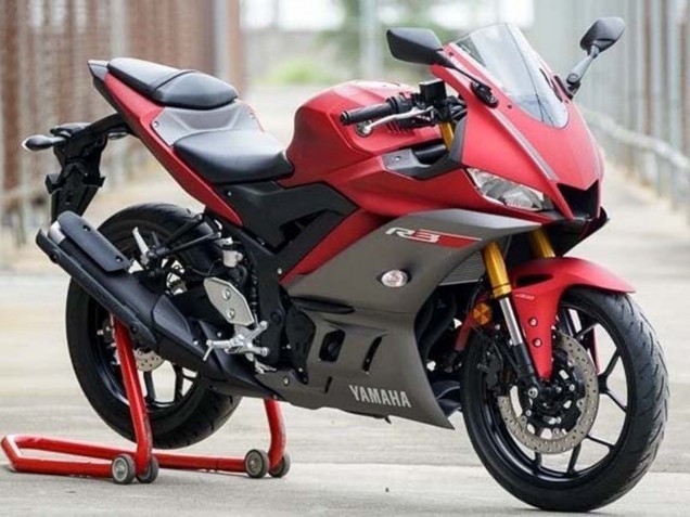 Erschwingliche Yamaha YZF R3/R25 Motorrad Verkleidung 2019-2021 - Rot Grau