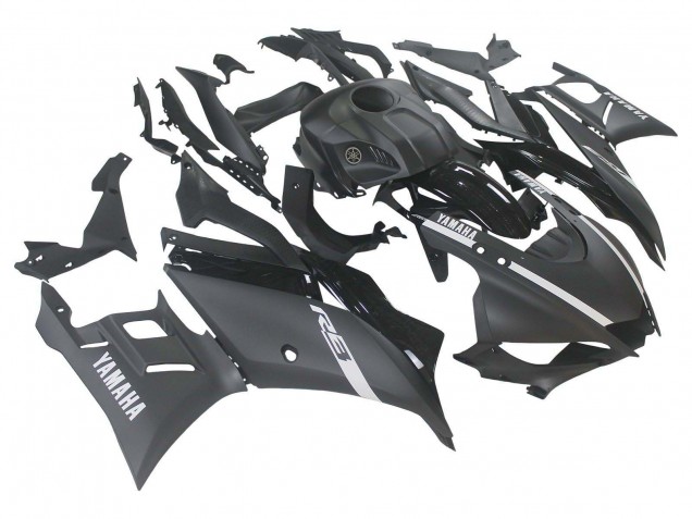 Erschwingliche Yamaha YZF R3/R25 Motorrad Verkleidung 2019-2021 - Matt Schwarz Silber
