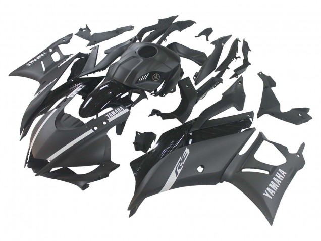 Erschwingliche Yamaha YZF R3/R25 Motorrad Verkleidung 2019-2021 - Matt Schwarz Silber
