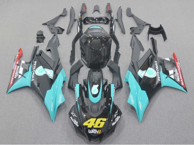Erschwingliche Yamaha YZF R3/R25 Motorrad Verkleidung 2019-2021 - Hellblau Rot Schwarz Petronas 46