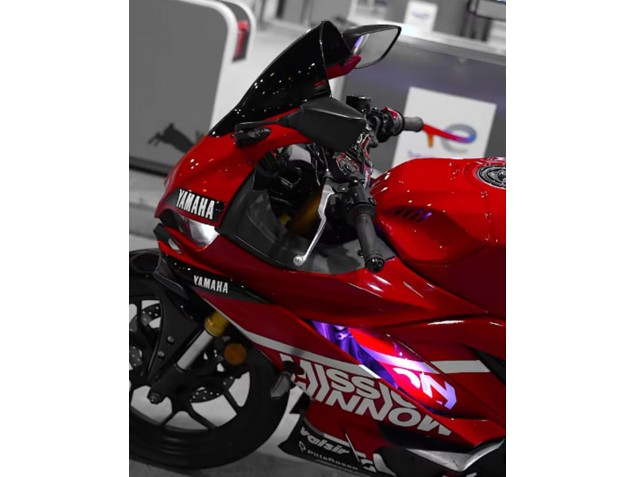 Erschwingliche Yamaha YZF R3/R25 Motorrad Verkleidung 2019-2021 - Dunkel Rot Weiss Silber Schwarz Valsir