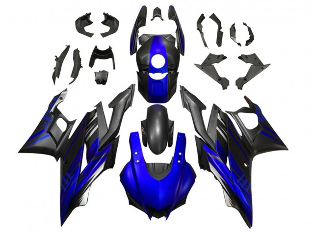 Erschwingliche Yamaha YZF R3/R25 Motorrad Verkleidung 2019-2021 - Blau Matt Schwarz