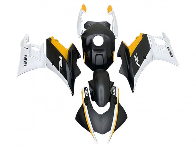 Erschwingliche Yamaha YZF R3/R25 Motorrad Verkleidung 2019-2021 - Weiss Gelb Matt Schwarz