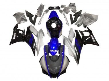 Erschwingliche Yamaha YZF R3/R25 Motorrad Verkleidung 2019-2021 - Silber Blau Schwarz Carbonfaser Stil