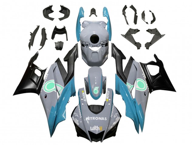 Erschwingliche Yamaha YZF R3/R25 Motorrad Verkleidung 2019-2021 - Nardo Grau Blau Schwarz Petronas