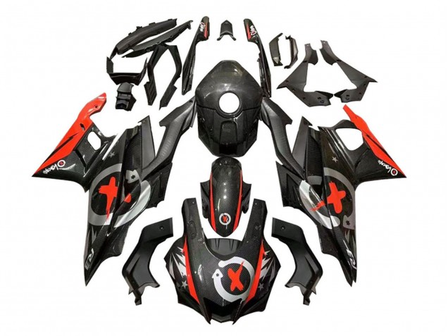 Erschwingliche Yamaha YZF R3/R25 Motorrad Verkleidung 2019-2021 - Rot Schwarz Carbonfaser