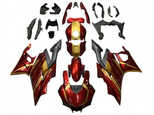 Erschwingliche Yamaha YZF R3/R25 Motorrad Verkleidung 2019-2021 - Rot Gold Matt Schwarz