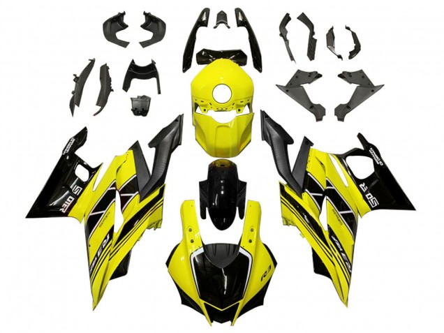 Erschwingliche Yamaha YZF R3/R25 Motorrad Verkleidung 2019-2021 - Gelb Schwarz Carbonfaser
