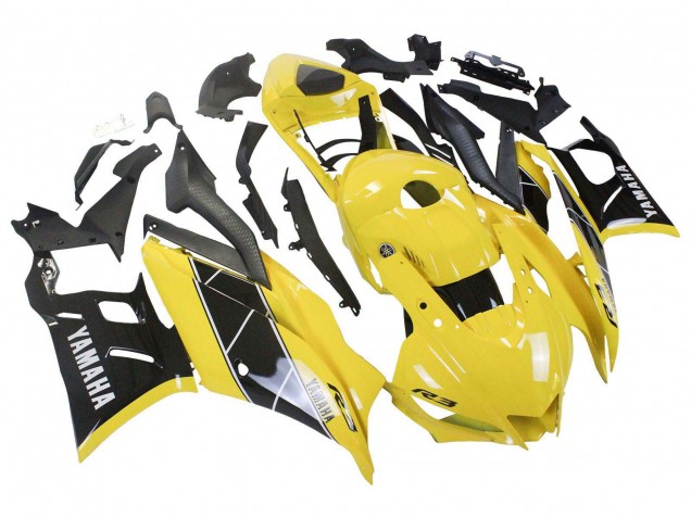 Erschwingliche Yamaha YZF R3/R25 Motorrad Verkleidung 2019-2021 - Gelb Schwarz