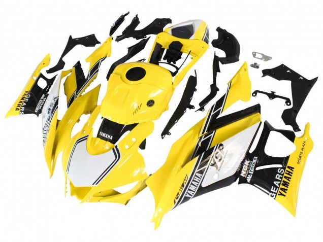 Erschwingliche Yamaha YZF R3/R25 Motorrad Verkleidung 2019-2021 - Gelb Weiss Schwarz Streifen