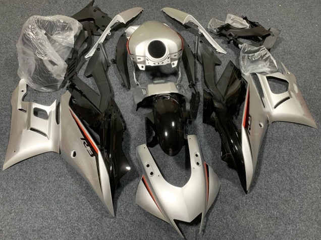 Erschwingliche Yamaha YZF R3/R25 Motorrad Verkleidung 2022-2024 - HellGold Glanzendes Schwarz