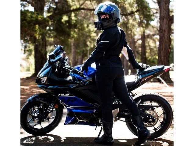 Erschwingliche Yamaha YZF R3/R25 Motorrad Verkleidung 2022-2024 - Blau Glanzendes Schwarz