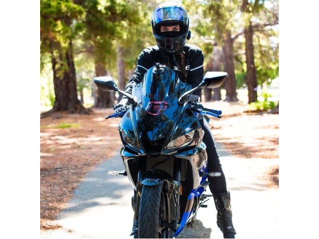 Erschwingliche Yamaha YZF R3/R25 Motorrad Verkleidung 2022-2024 - Blau Glanzendes Schwarz