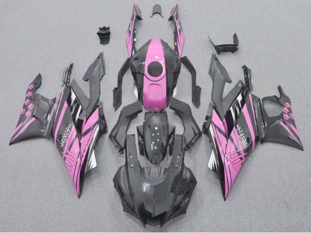 Erschwingliche Yamaha YZF R3/R25 Motorrad Verkleidung 2022-2024 - Rosa Schwarz Monster