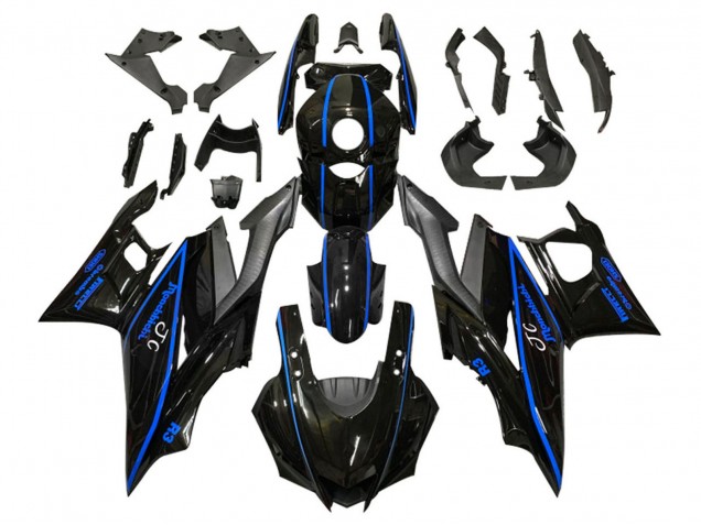 Erschwingliche Yamaha YZF R3/R25 Motorrad Verkleidung 2022-2024 - Glanzendes Schwarz Blau