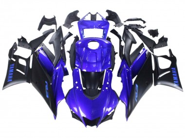 Erschwingliche Yamaha YZF R3/R25 Motorrad Verkleidung 2022-2024 - Blau Matt Schwarz