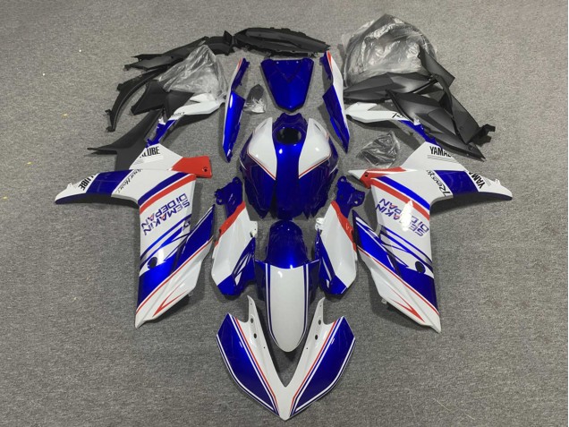 Erschwingliche Yamaha YZF R3/R25 Motorrad Verkleidung 2022-2024 - Blau Weiss Rot Semakin Didepan