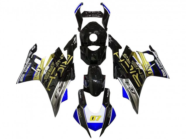 Erschwingliche Yamaha YZF R3/R25 Motorrad Verkleidung 2022-2024 - Weiss Blau Gold Glanzendes Schwarz