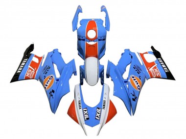 Erschwingliche Yamaha YZF R3/R25 Motorrad Verkleidung 2022-2024 - Blau Orange Weiss Gulf