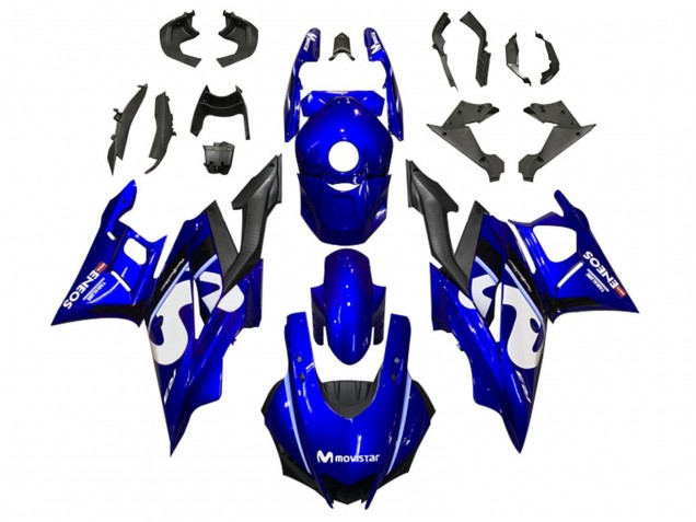 Erschwingliche Yamaha YZF R3/R25 Motorrad Verkleidung 2022-2024 - Blau Weiss Schwarz MoviStar ENEOS