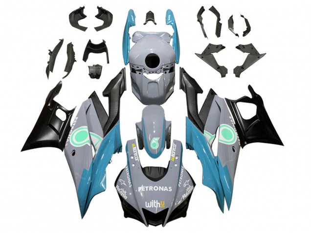 Erschwingliche Yamaha YZF R3/R25 Motorrad Verkleidung 2022-2024 - Nardo Grau Blau Grun Schwarz Petronas