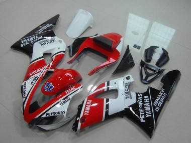 Erschwingliche Yamaha YZF R1 Motorrad Verkleidung 2000-2001 - Rot Weiss Glanzendes Schwarz Petronas Yamalube