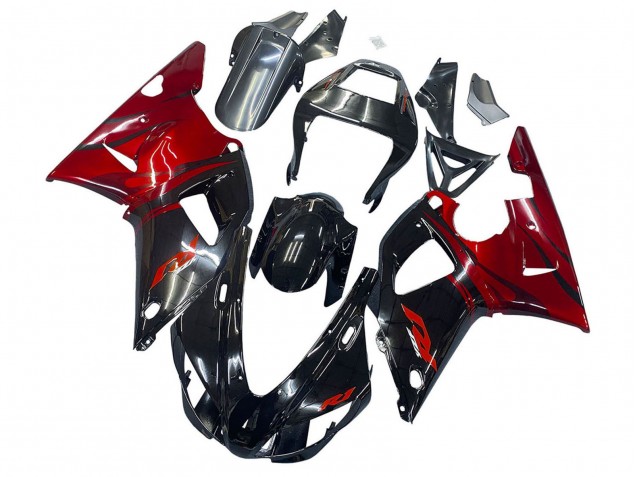 Erschwingliche Yamaha YZF 1000 R1 Motorrad Verkleidung 1998-1999 - Glanzendes Schwarz Rot
