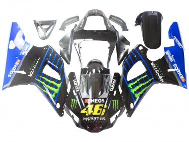 Erschwingliche Yamaha YZF 1000 R1 Motorrad Verkleidung 2000-2001 - Blau Schwarz Grun Monster Yamalube ENEOS 46