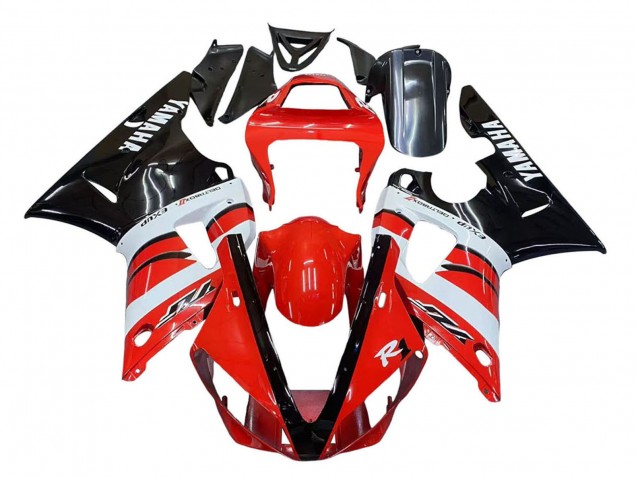 Erschwingliche Yamaha YZF 1000 R1 Motorrad Verkleidung 2000-2001 - Rot Weiss Glanzendes Schwarz