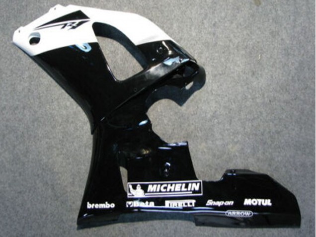 Erschwingliche Yamaha YZF 1000 R1 Motorrad Verkleidung 2000-2001 - Glanzendes Schwarz Weiss Michelin